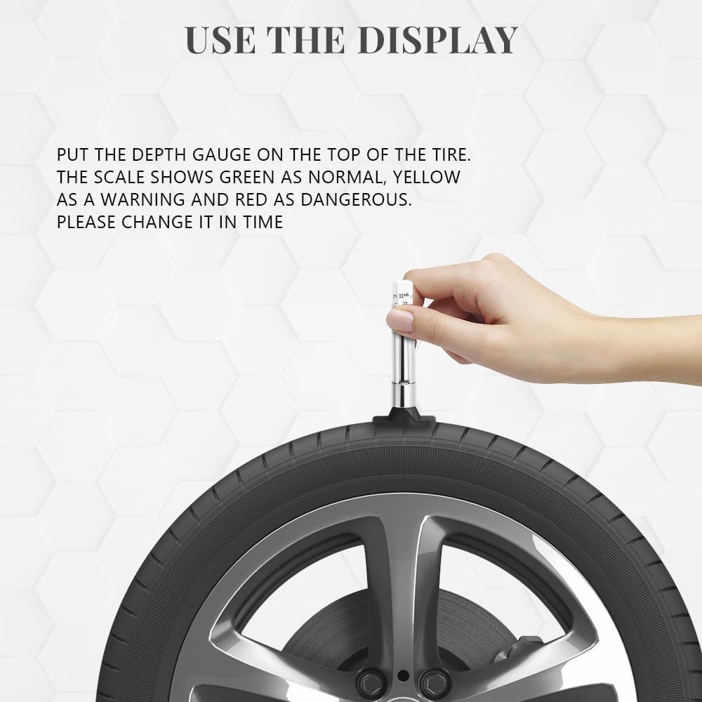 2PCS Tire Wear Gauge, Tire Tread Depth Gauge, 25MM/32nds Color Coded Tire Tread Depth Gauge, Tire Tread Depth Accurate Measurement Tools, Tread Depth Meter Suitable for Cars, Trucks