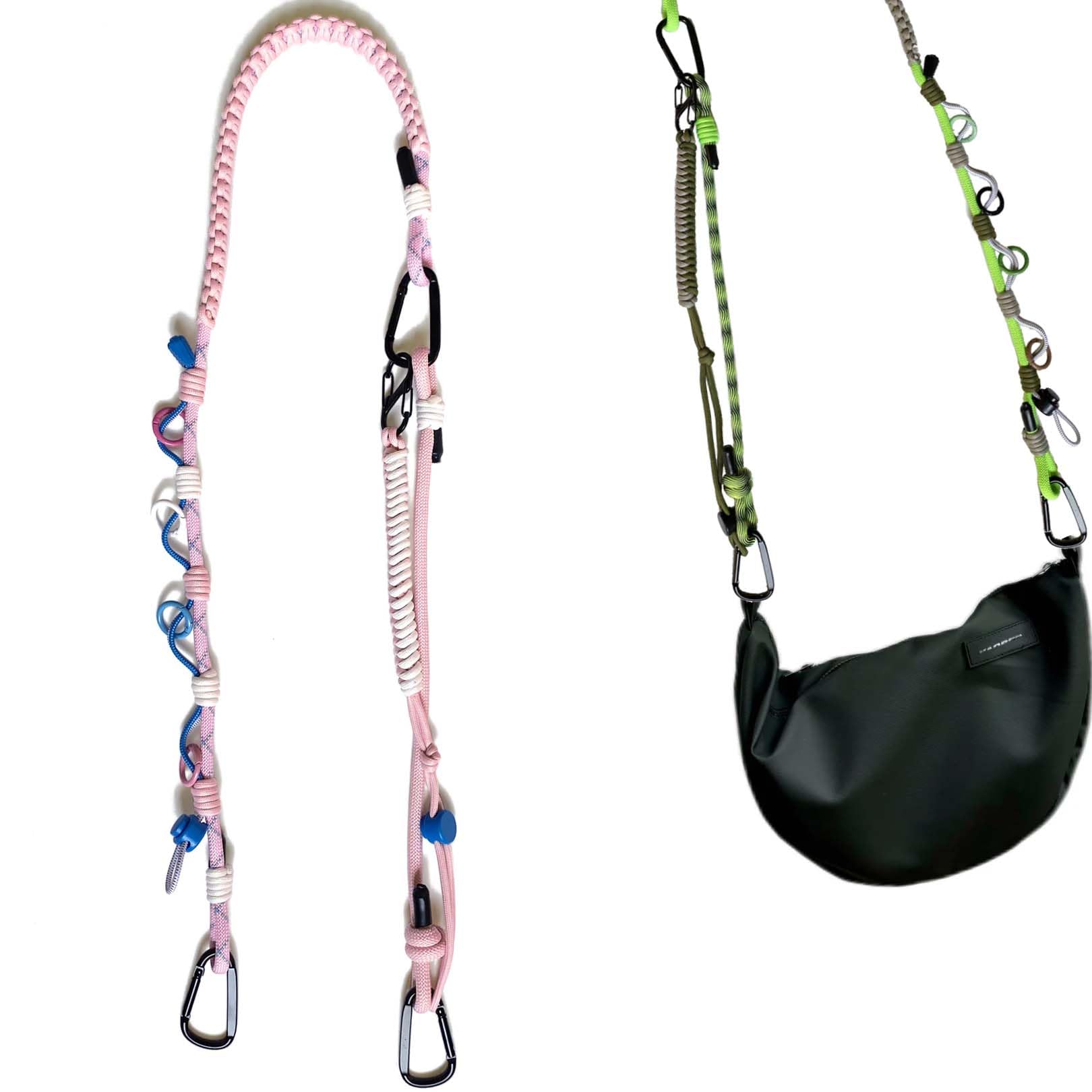 Pink Purse Straps Replacement Crossbody, Paracord Woven Bag Strap Adjustable Heavy Duty Shoulder Strap for Bags Camera Cell Phone Water Bottle Canvas Rope Braided Purse Straps for Handbag