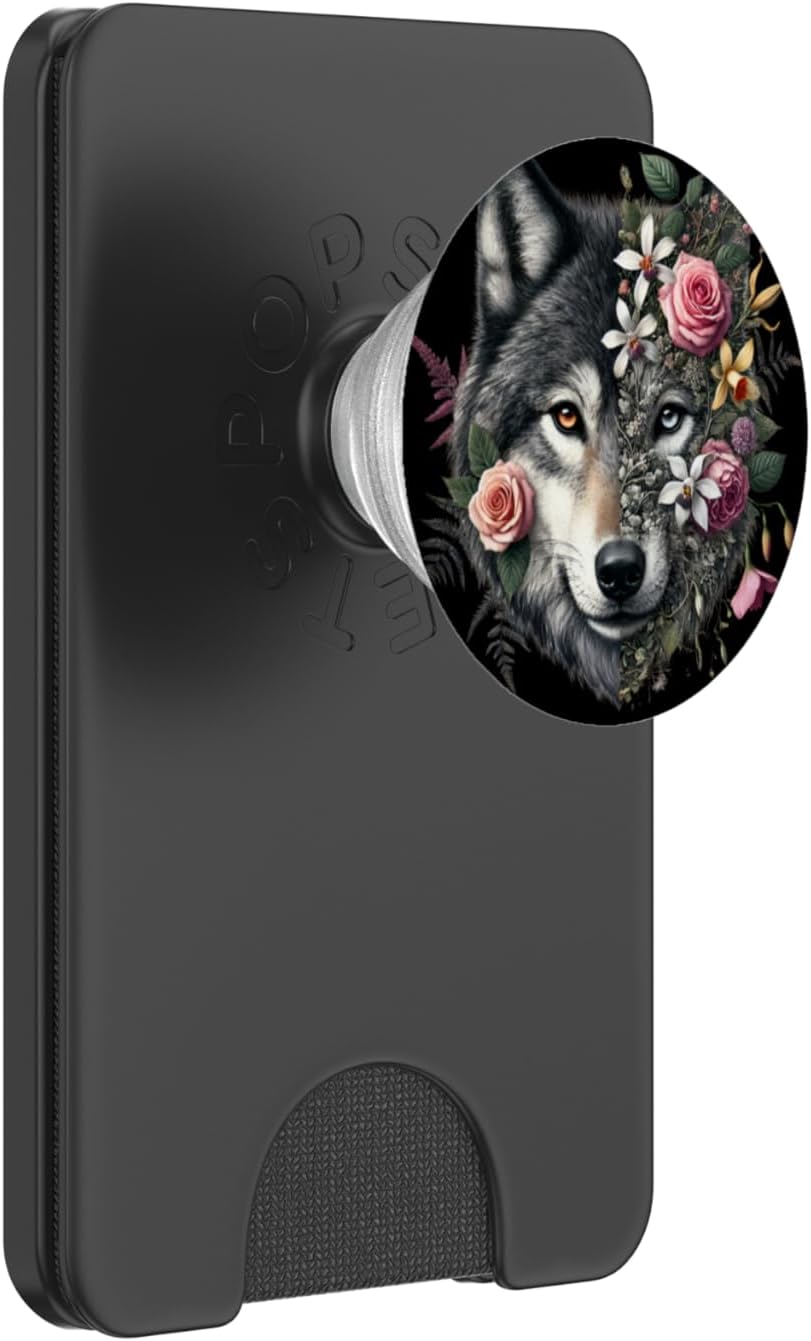 Grey Wolf Hunting Ground, ICY Moon, Forest, Galaxy PopSockets PopWallet for MagSafe