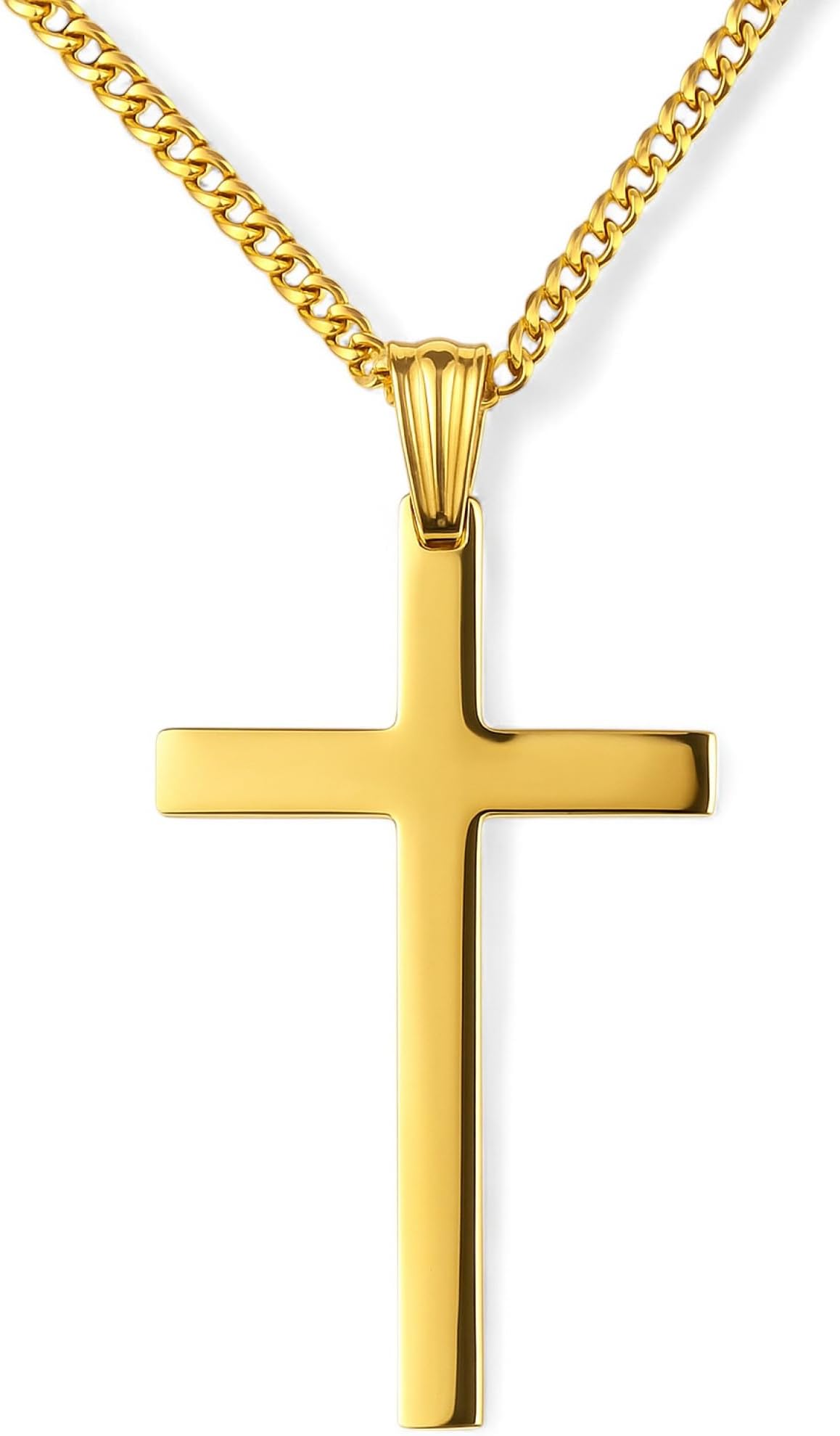 24K Gold Cross Necklace For Men Pendant Solid plated Clasp Women Thin for Charms Miami Cuban Link Diamond Cut
