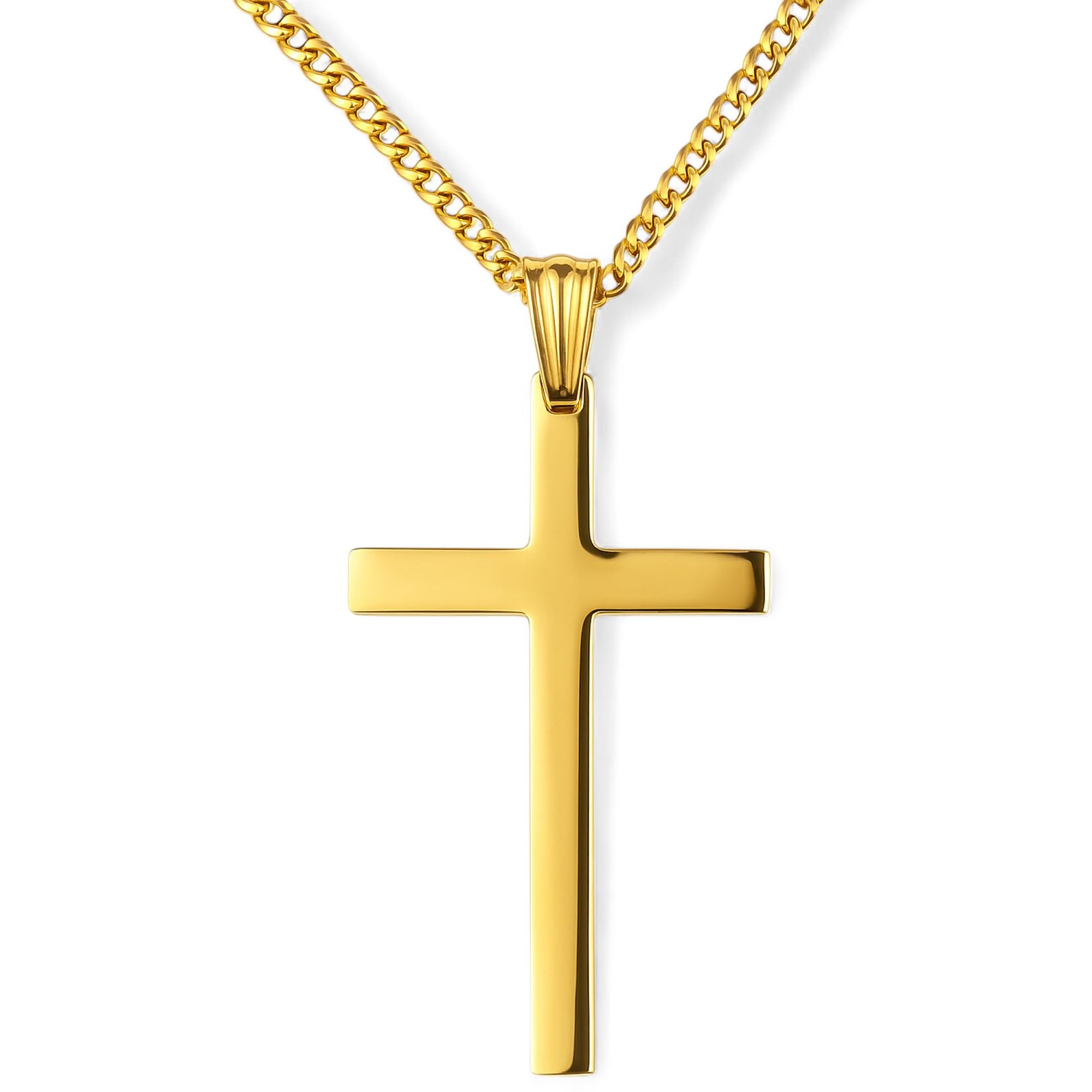24K Gold Cross Necklace For Men Pendant Solid plated Clasp Women Thin for Charms Miami Cuban Link Diamond Cut