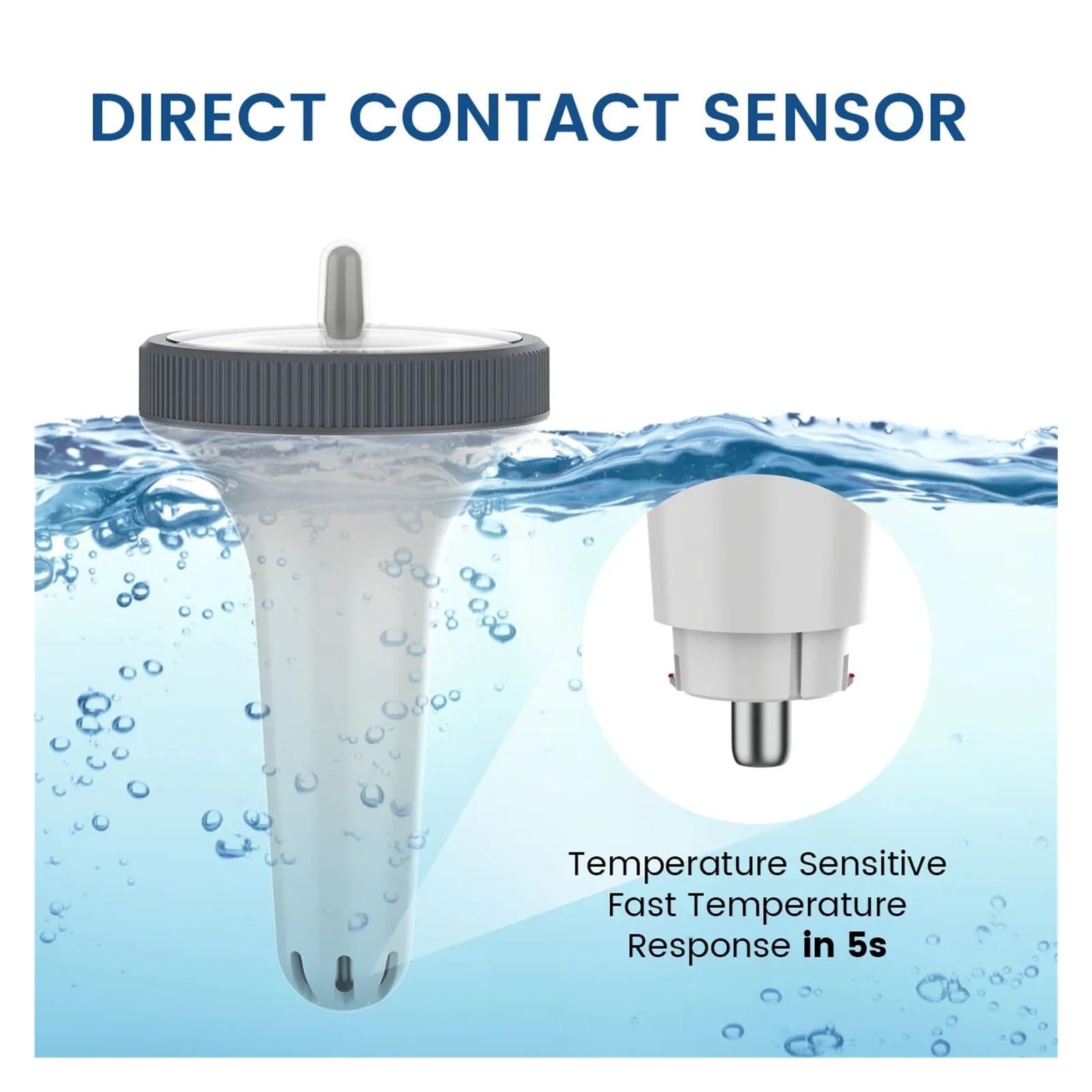 Termómetro Digital Inalámbrico Flotante For Piscina Con Reloj De Tiempo, Interior Y Exterior For Baño Mascotas, Spas Acuarios Preciso Rápido Monitorización Tiempo Real