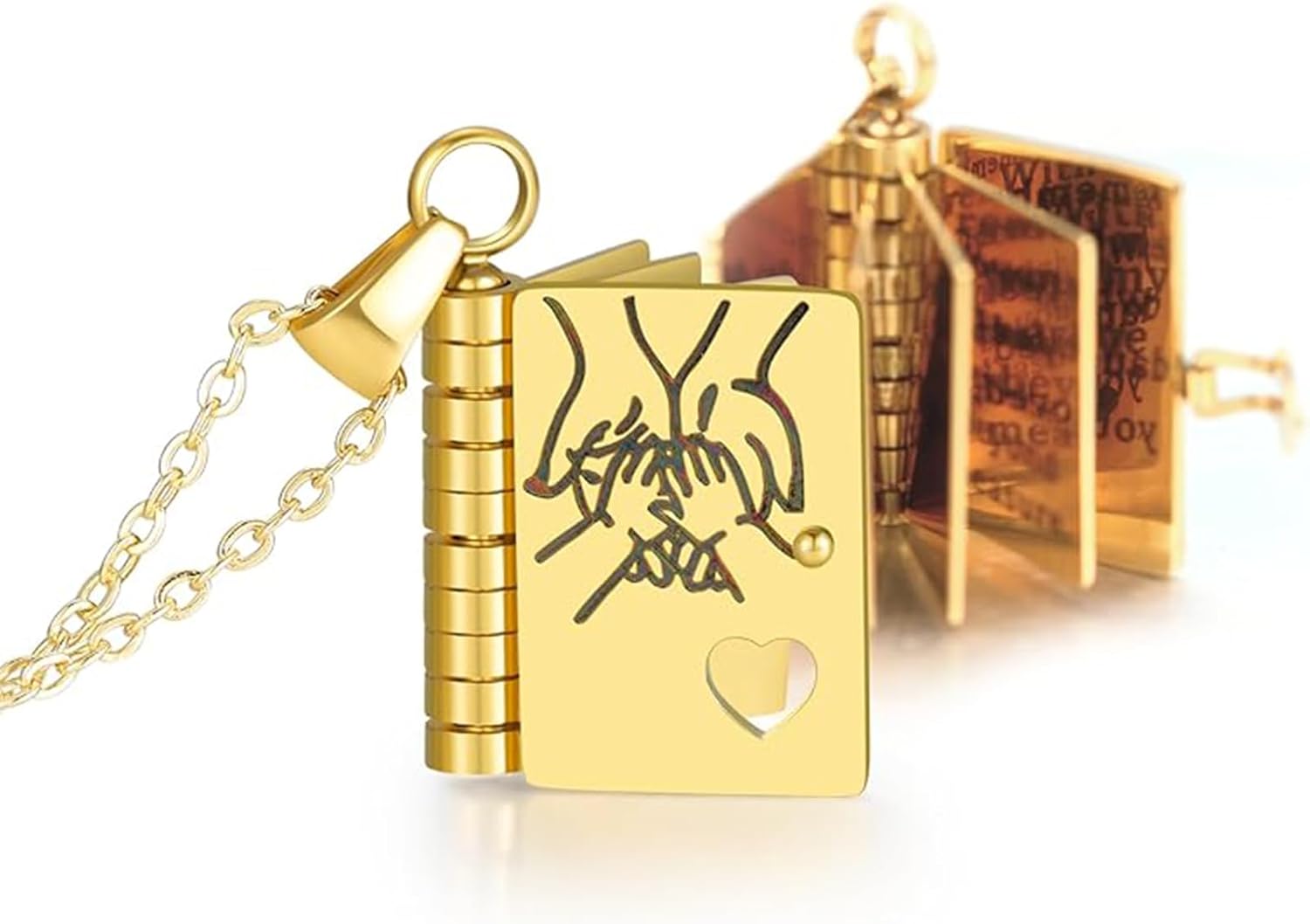 For Daughter-My Incredible Book Necklace,To My Daughters from Mom Dad Adjustable Book Necklaces with 6 Pages of Engraved Information Birthday Day Gift Graduation Jewelry for Love - Image 2