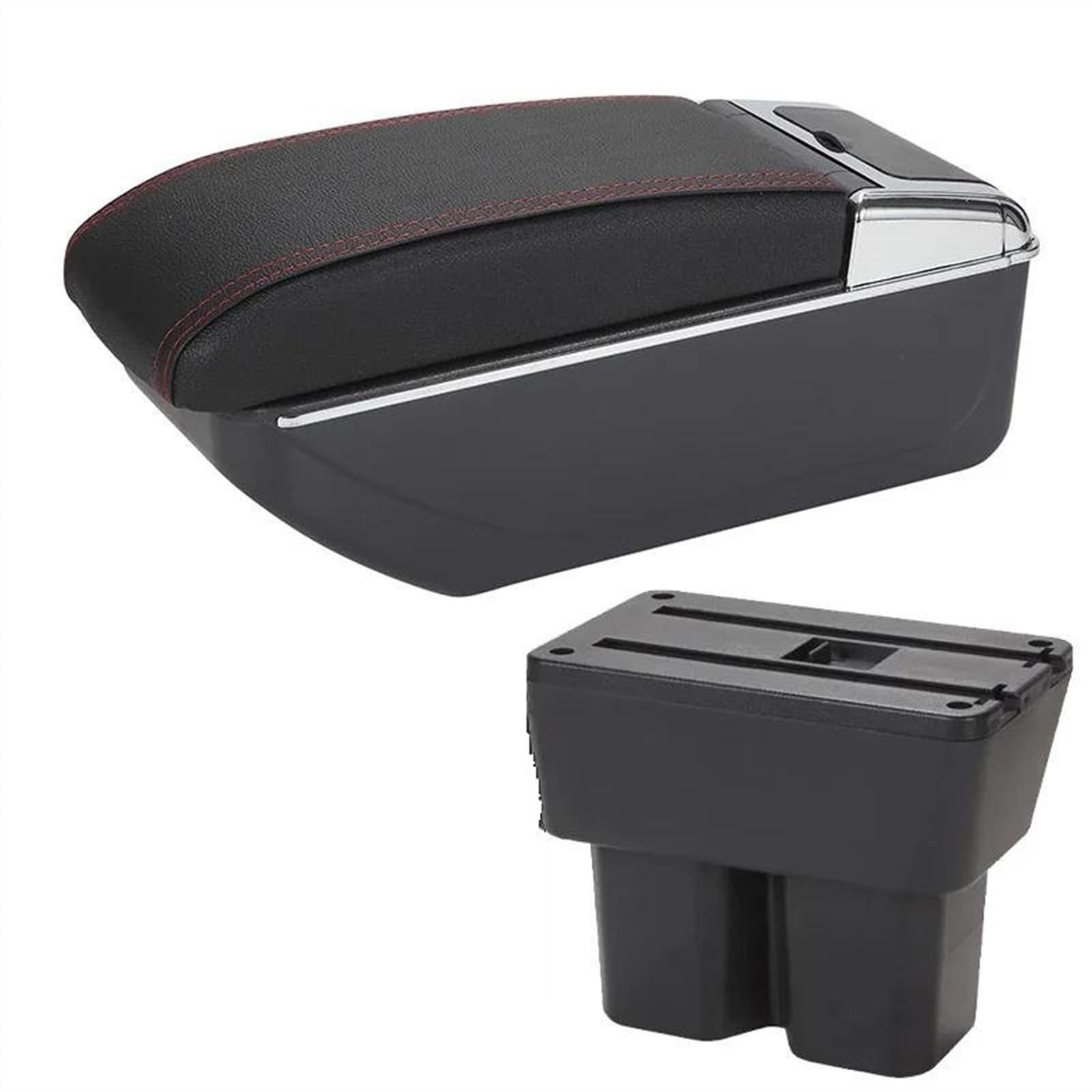 NOHEEU Car Accessories Armrest Box 2018-2024 Retrofit Parts Storage Interior Details For Jimny JB74(D1 Black red No USB)