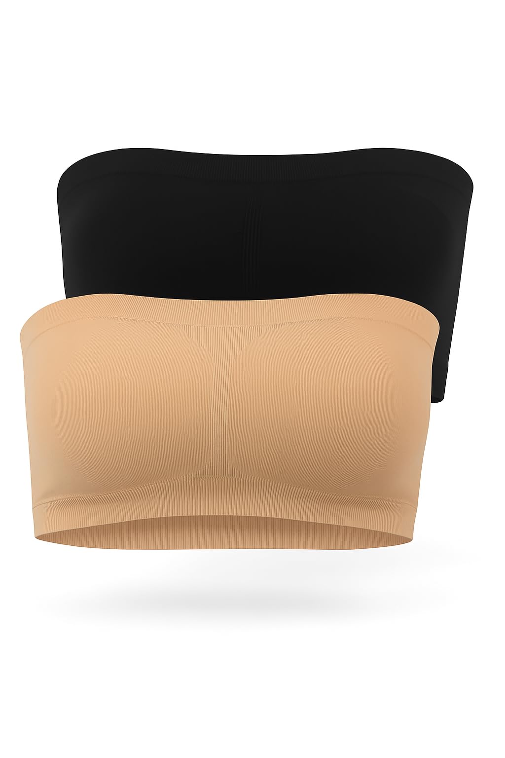 nexusship Women Seamless Tube Bra for Girls | Strapless Padded Bandeau Bra for Women (Pack of 2 - Skin & Black) | Stretchable Comfort Fit Top Innerwear-picture-40