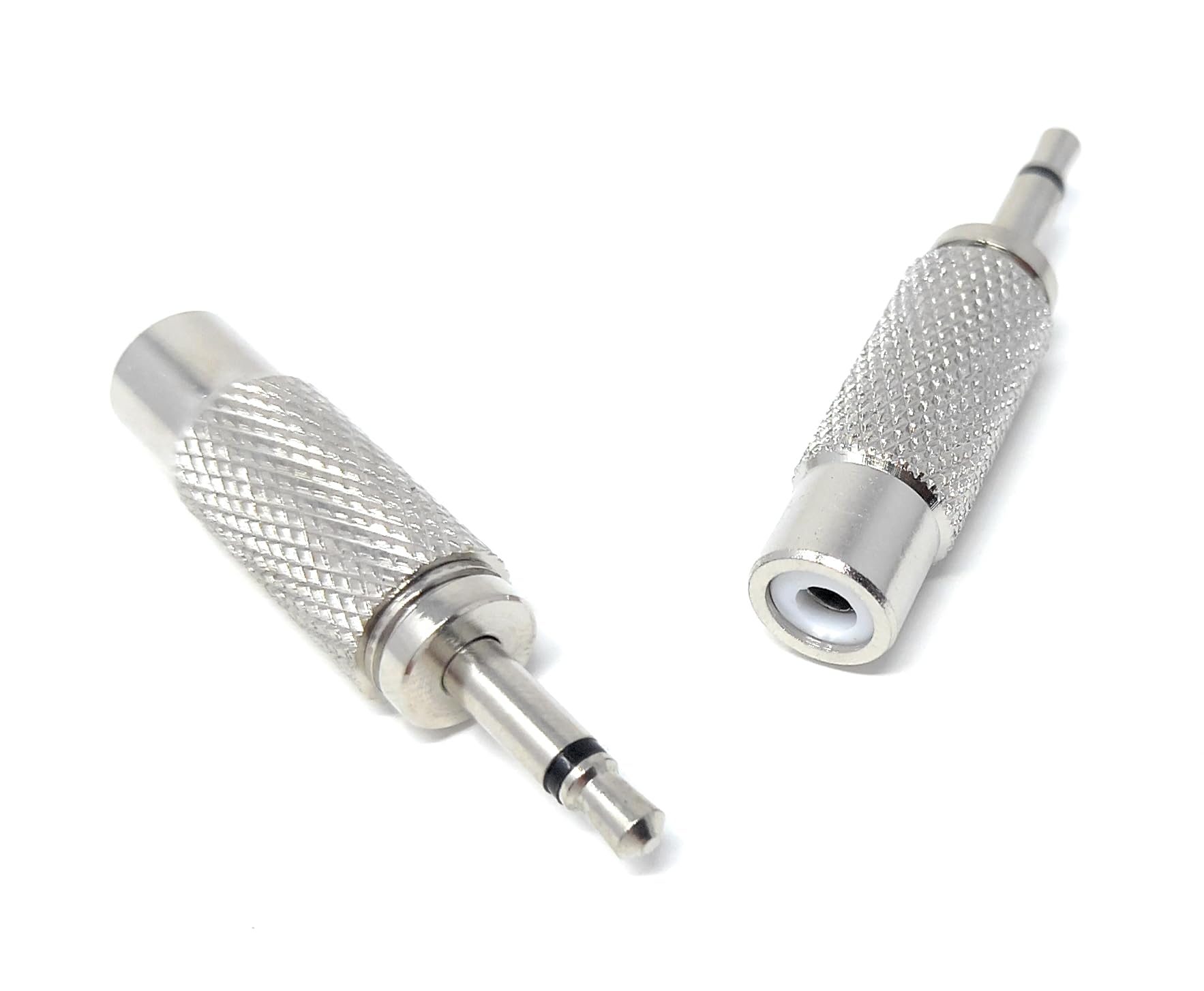 DRUT 2 pcs 3.5mm Mono Jack Plug to RCA Phono Socket Male to Female Adapter (Silver) - Image 3