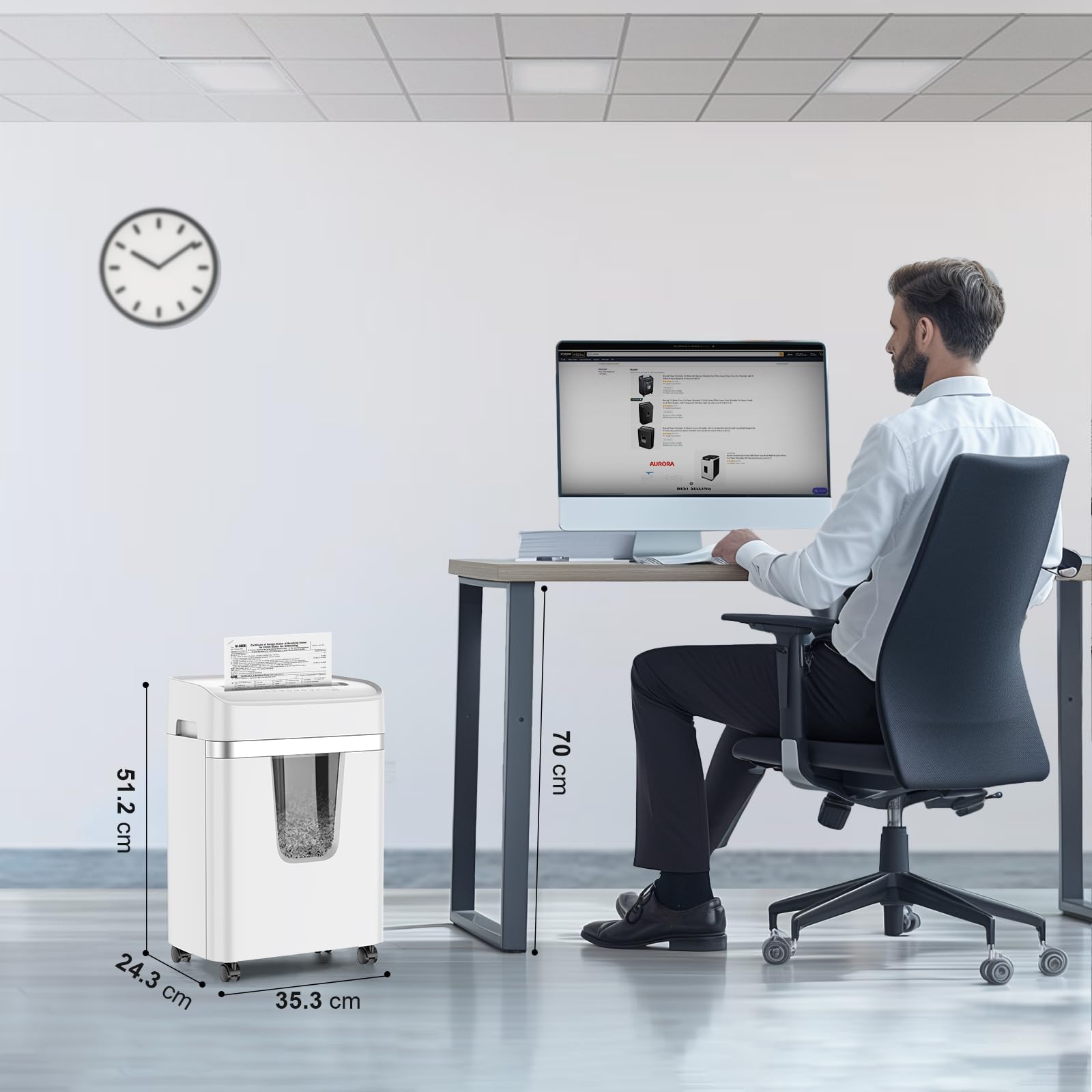 Bonsaii Aktenvernichter 12 Blatt, P-4 Kreuzschnitt Schredder für Kreditkarten, Büroklammern, CDs, 20L Behälter mit Sichtfenster, 15 Min Dauerbetrieb, für Büro & Zuhause, C282-A