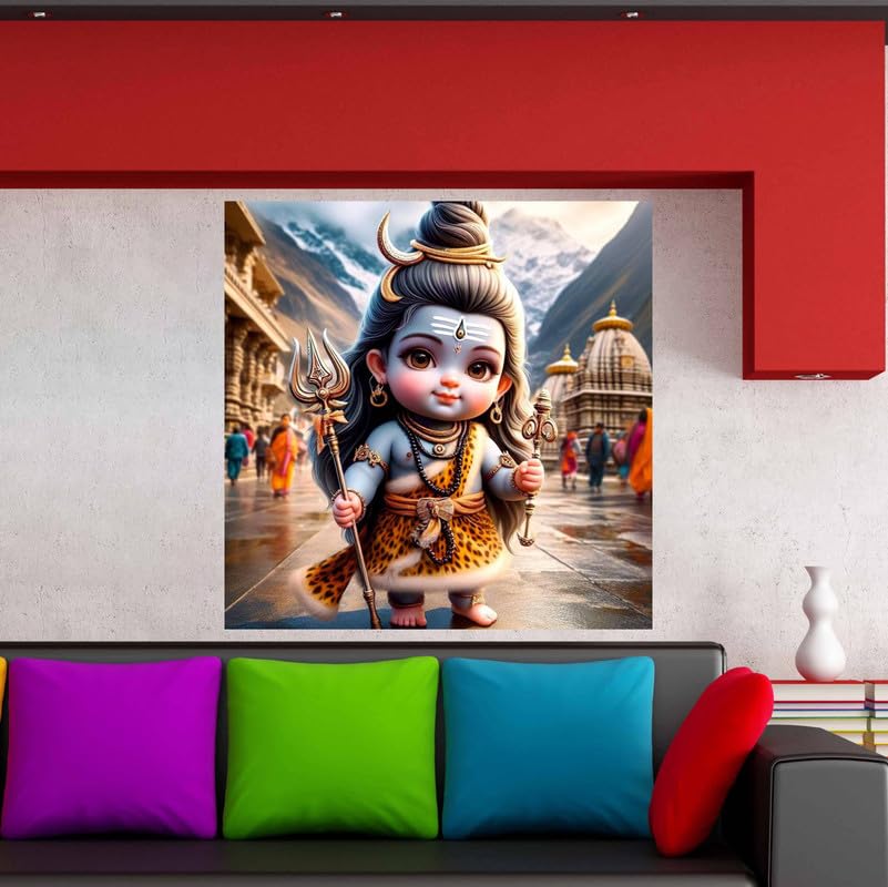 Image of British Terminal Cute little Bal Gopal Baby God Krishna| Kanha Ji | Laddu Lord Makhan Chor Painting Religious Poster for Pregnant Women for wall (matt thin vinyl,sticker,multicolor,unframed)| bj354
