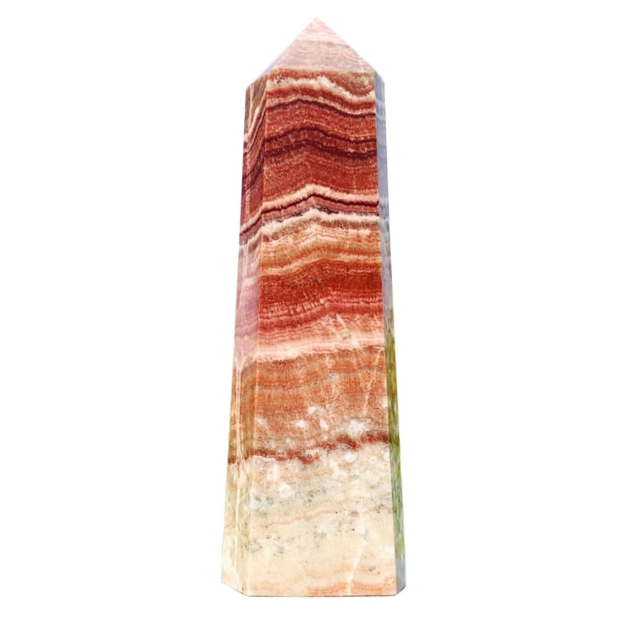 AARTERZZA 1pc 900-1000g Rhodochrosite Quartz Obelisk Crystal Point Wand Tower