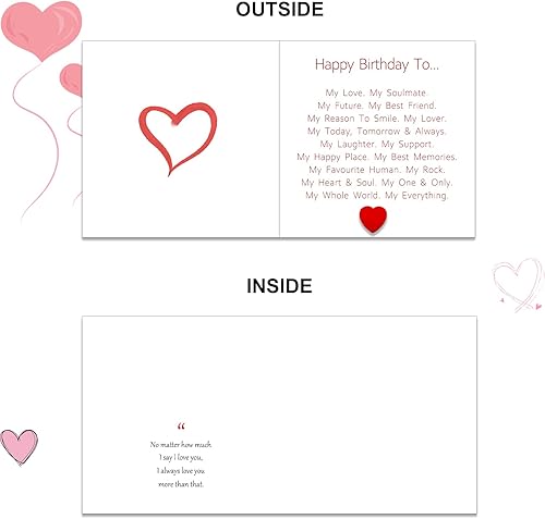 Miniatura 4 de iMakemvel Tarjeta especial de cumpleaños para él y ella, tarjeta de feliz cumpleaños para amante, feliz cumpleaños para mi todo, con sobre