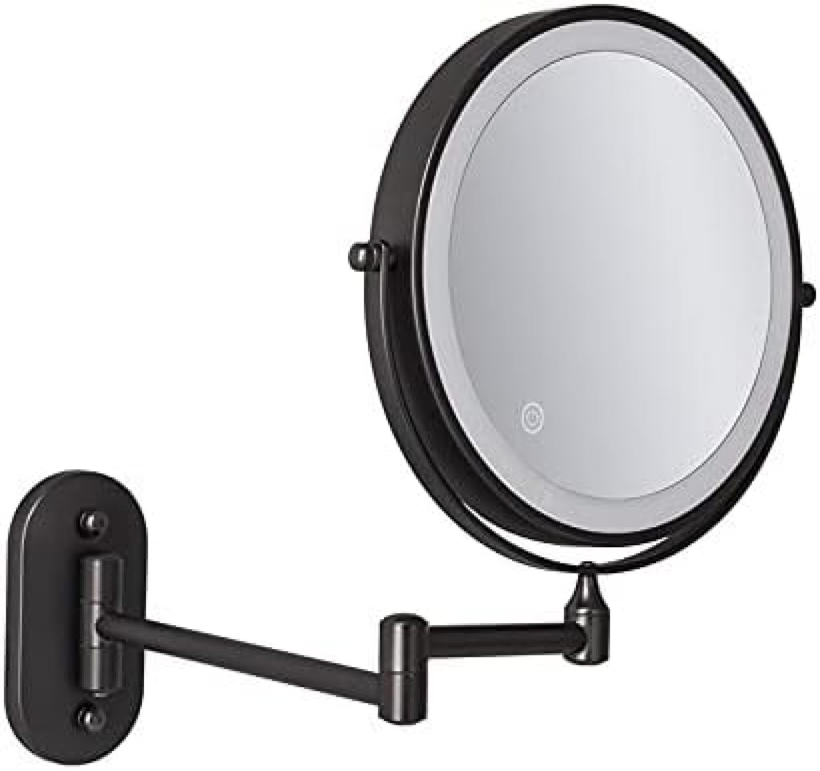 Espejo De Aumento con Luz De Pared X5 De 8 Pulgadas, Espejos De Maquillaje Led con 3 Modos De Color, Giratorio De 360 ​​°, Extensible, Recargable por USB,Negro,1x/3x,outstanding78
