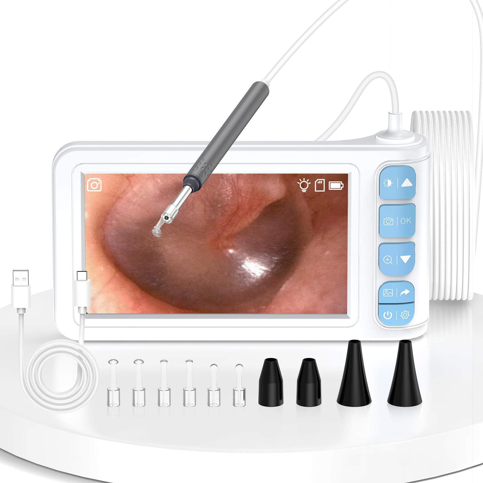 VITCOCO Otoscope Ear Camera, Ear Wax Removal with 4.3-inch Visual Screen, Ear Cleaner Tool Kit with Camera, 3.9mm Waterproof Ear Wax Remover with 6 Lights, Supports Photo and Video Recording