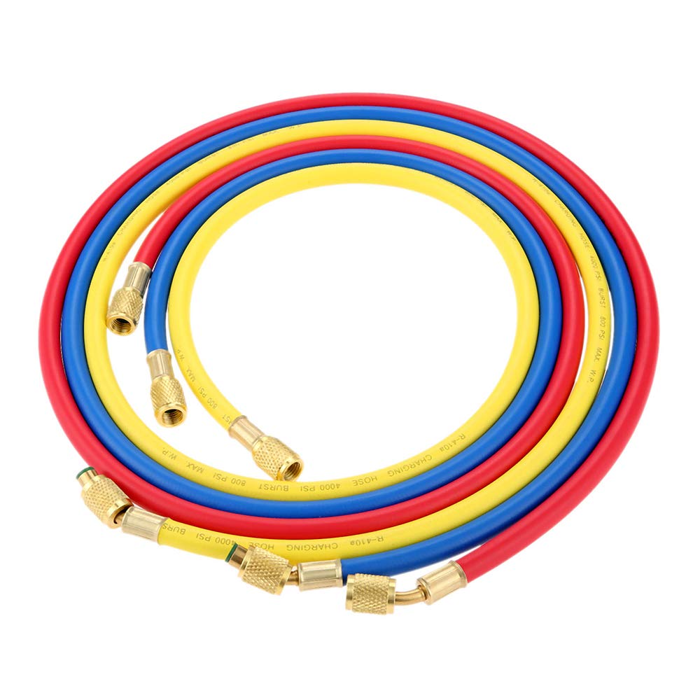 Tuyaux De Charge Réfrigérant R410A - 3 Pièces 35 Pouces - Pression 800-4000psi - Compatible 1/4" Et 5/16" - Pour HVAC