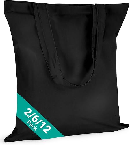 Reusable Canvas Tote Bags - Lightweight Blank Grocery Bags for Shopping, Travel, DIY, Gift