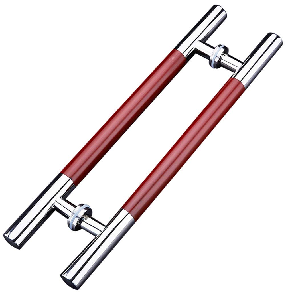 Poignée de porte de grange coulissante en acier peinture grain bois rouge H