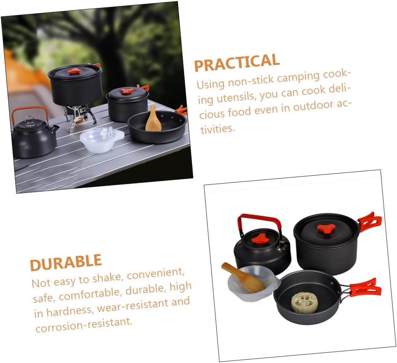 KESYOO 1Set Portable Camping Cookware Outdoor Cooking Gear for People Lightweight and Durable Easy to Clean for Camping Hiking Picnics and Barbecues