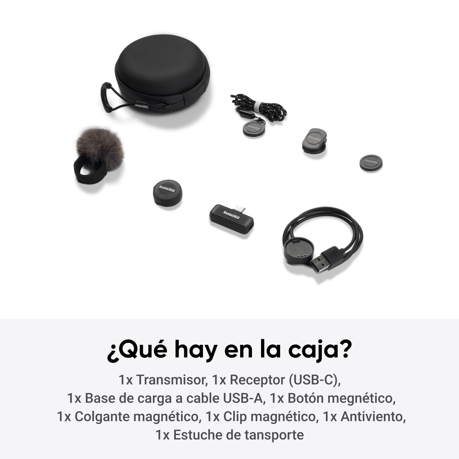Insta360 Mic Air (1 TX + 1 RX), cancelación de Ruido, 300 m de Alcance, micrófono inalámbrico por USB-C para iPhone/Android/PC/Mac, vlog, Streaming