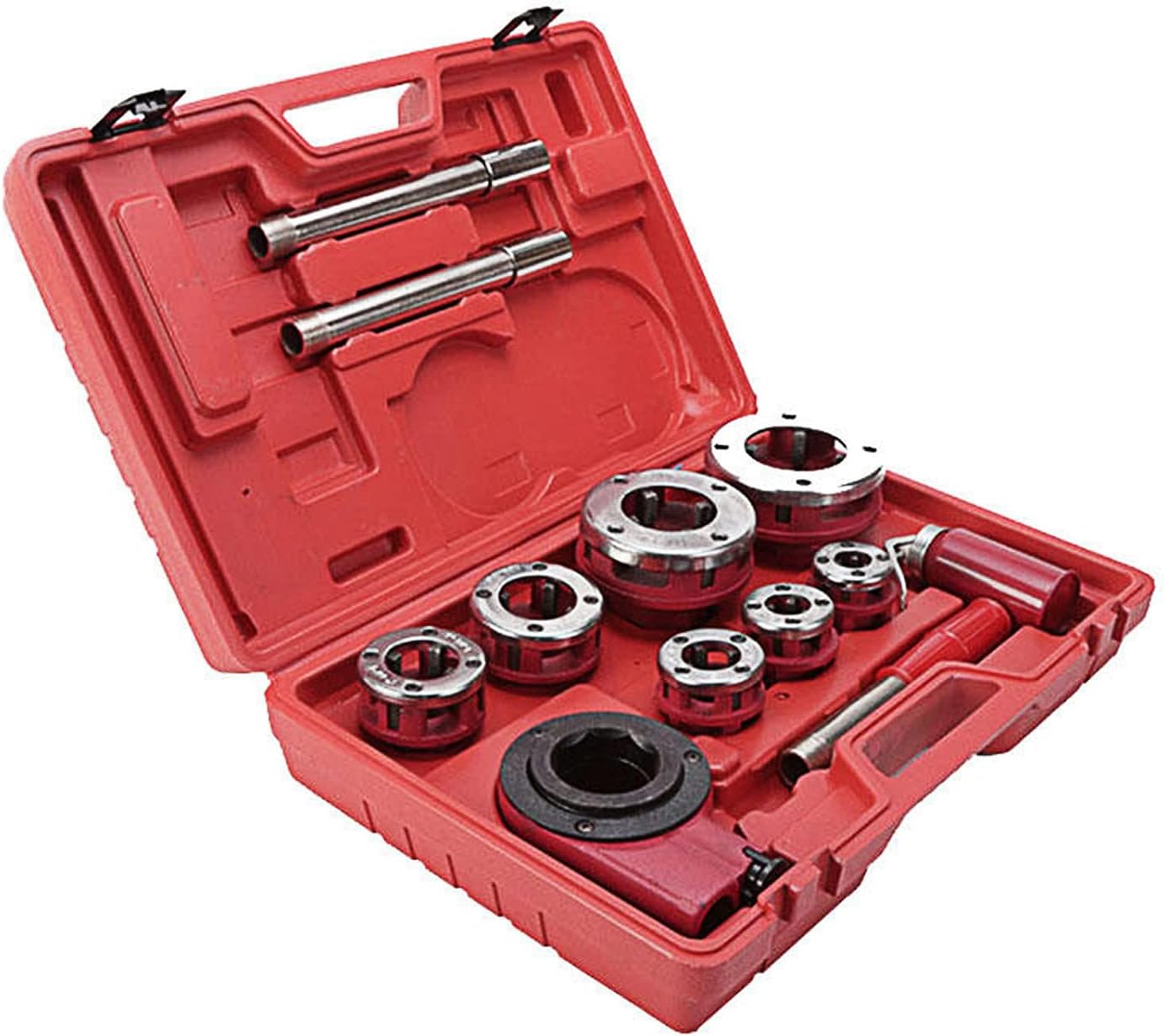 ラチェットパイプスレッダー7個キット、パイプスレッダーマシンタップダイハンドツールの実用的な耐久性のあるセット、ハンドルラチェットと