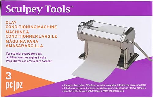 Sculpey Herramientas Máquina de pasta acondicionadora de arcilla, herramienta de arcilla de horno de polímero, 9 ajustes de grosor, incluye