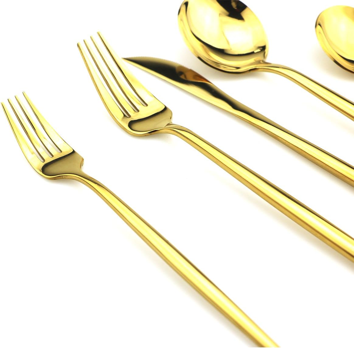 JASHII Luxury Flatware Set 18/10 Stainless Steel Royal 24-Piece Gold Cutlery for Wedding Festival Christmas Party Dinner Knife Fork Spoon Set, Service For 4