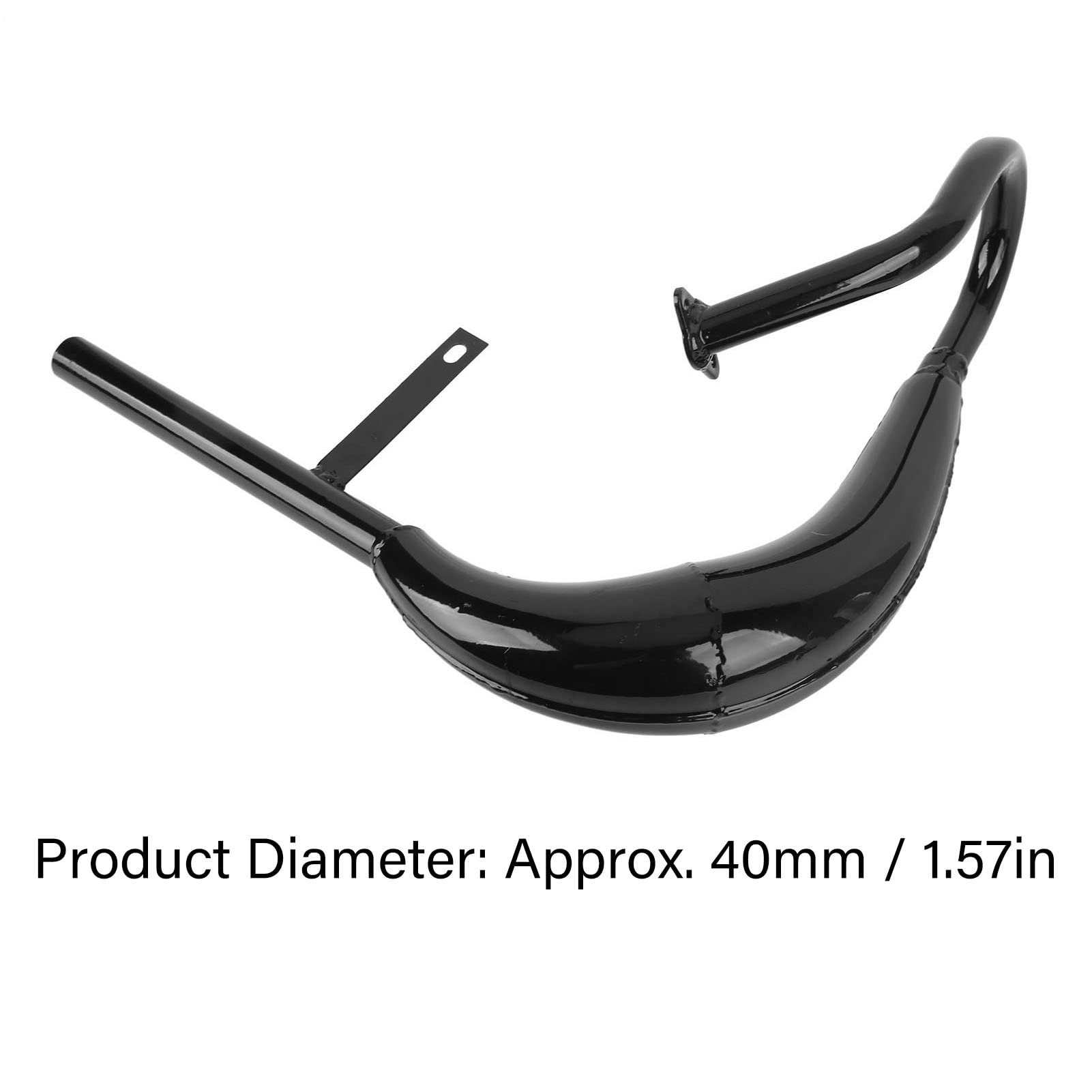 Tubo de Escape de Motocicleta 40 mm de diámetro Aleación de Aluminio Reducción de Ruido Forma de Media Luna Tubo de Escape de Bicicleta eléctrica con reemplazo de Junta de (Black)