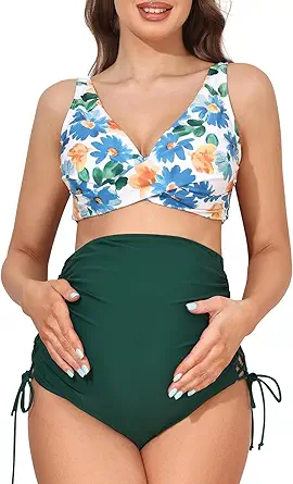 Summer Mae Maternity Bikini Swimwear Wrap Front Lace Up Two Piece
