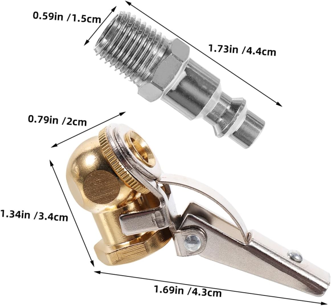 Hemobllo 2 Sets Locking Air Chuck with 1/4" Npt Threaded Tire Inflator Adapter Clip-on for Vehicle Compressor Pump Accessories