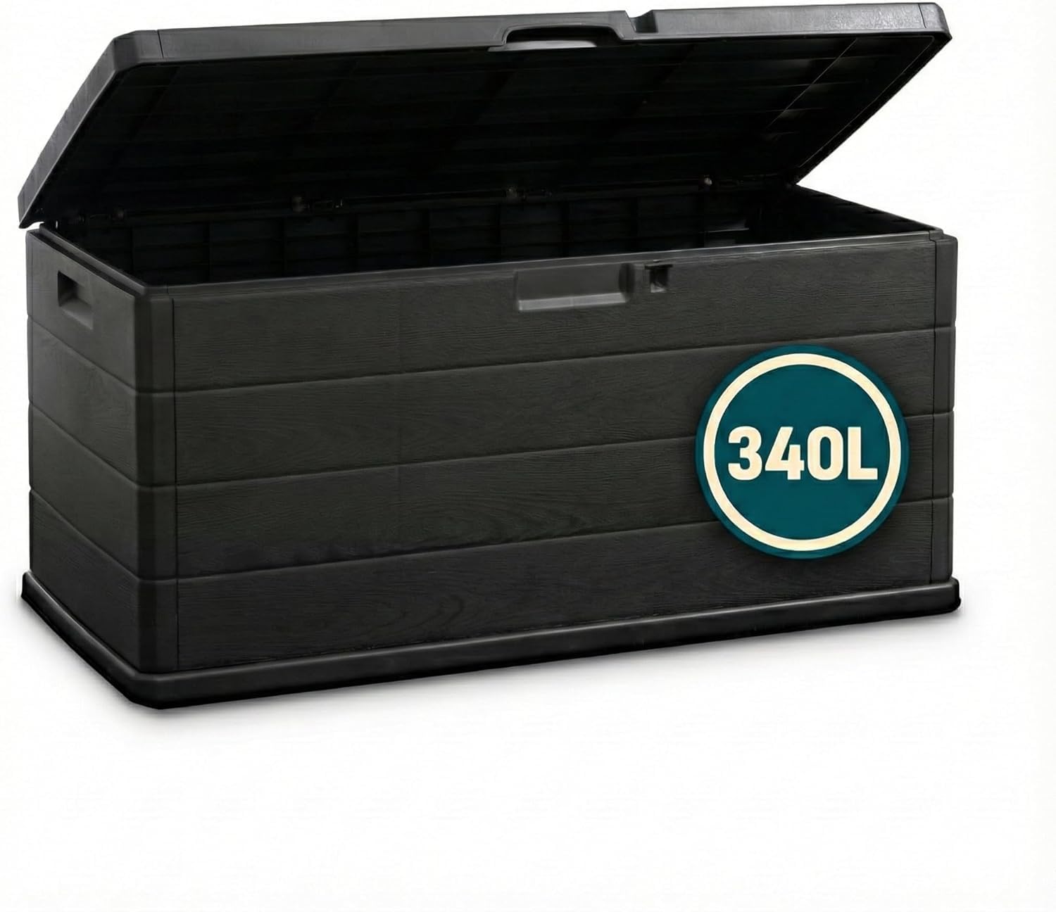 Outdooroasis Grey Large Garden Storage Box 340L – Plastic Outdoor Cushion Storage Chest With Lockable Lid – Water Resistant Deck Box For Parcels, Tools & Toys,