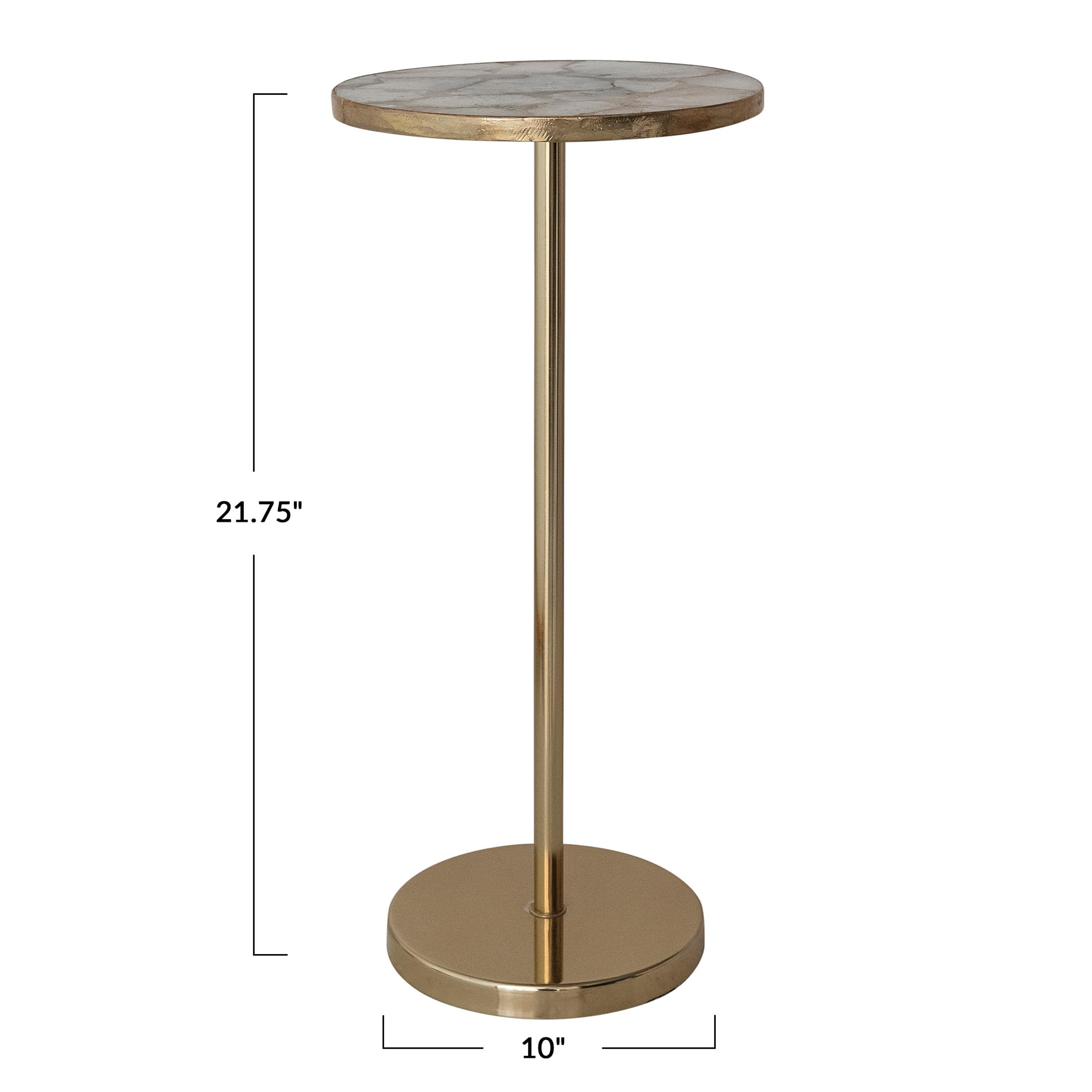 Creative Co-Op Round Metal Martini Table with Agate Top, Gold Finish