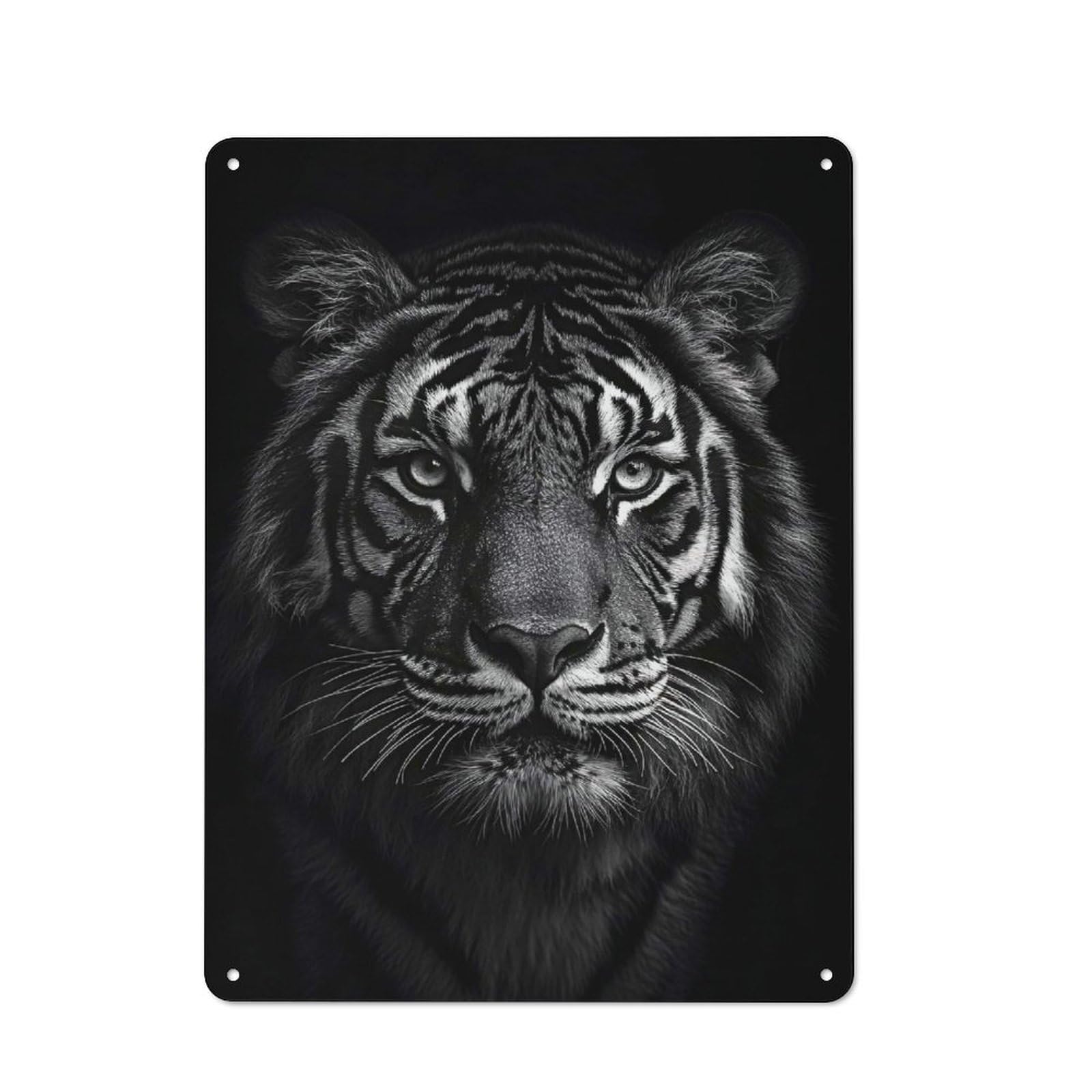 Bistro Style Bistro Metal Sign 40x30cm Featuring Monochromatic Tiger Portrait, Shop Wall Decor for Takeaway, Bar, Kitchen Or Counter Area