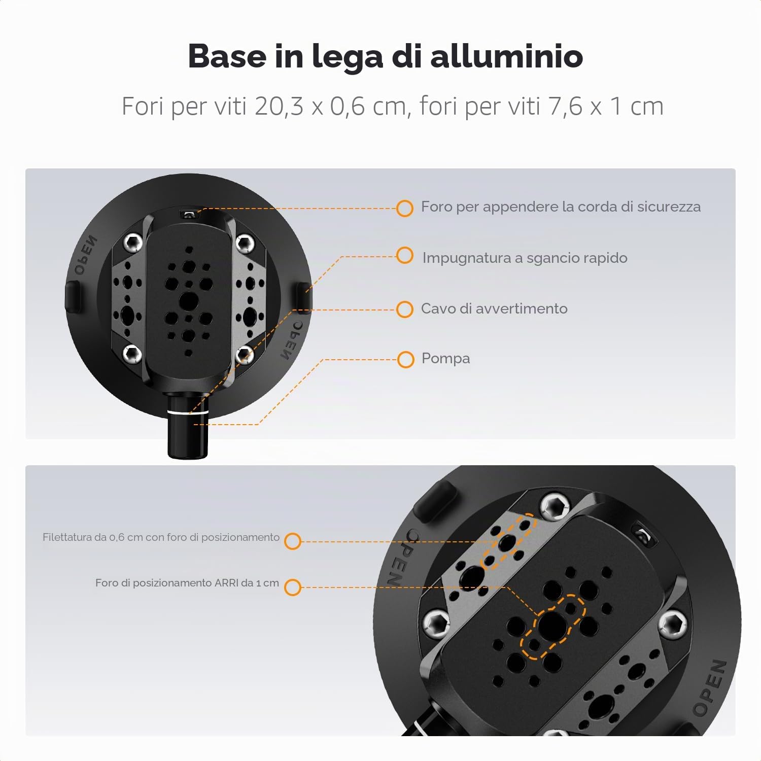 K&F CONCEPT Ventosa 4,5" con Braccio Magico Doppia Sfera - MS45 | Supporto fotocamera auto con supporto telefono e adattatore GoPro, attacchi 1/4" e 3/8" per parabrezza e superfici lisce