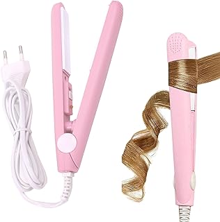Plancha de pelo 2 en 1 Mini de cerámica - Plancha y plancha automática para cabello corto y todo tipo - Rosa