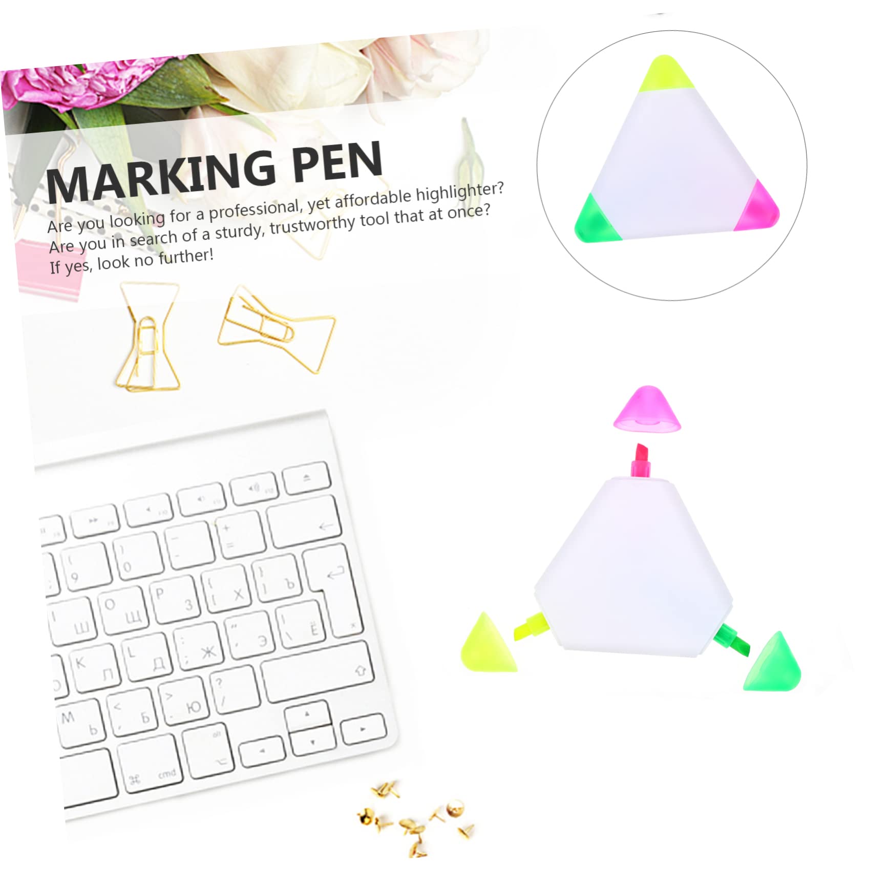 15pezzi Evidenziatori Triangolari Ergonomici in Colori Fluorescenti Per Studio Per Scrittura e