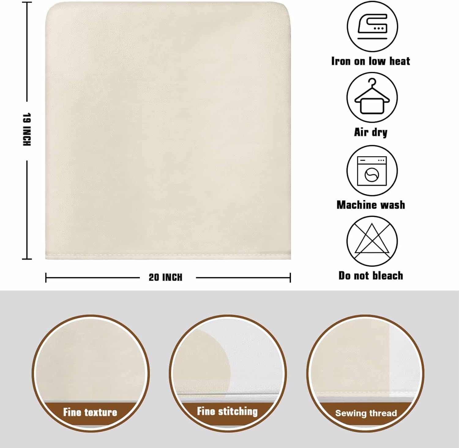 Beige Chair Back Covers for Dining Chairs, Modern Abstract Back Chair Covers Set of 6, Washable Removable Minimalist Pure Soild Color Art Kitchen Chair Slipcover Protector for Holiday Party Decor