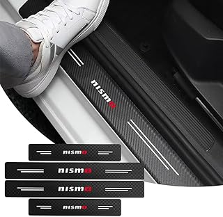 KAnduo 4 Pièces Fibre de Carbone Plinthes Protection Seuil de Porte de Voiture Compatible avec pour Nissan Nismo Emblem Juke Leaf Almera Patrol Y62 T32