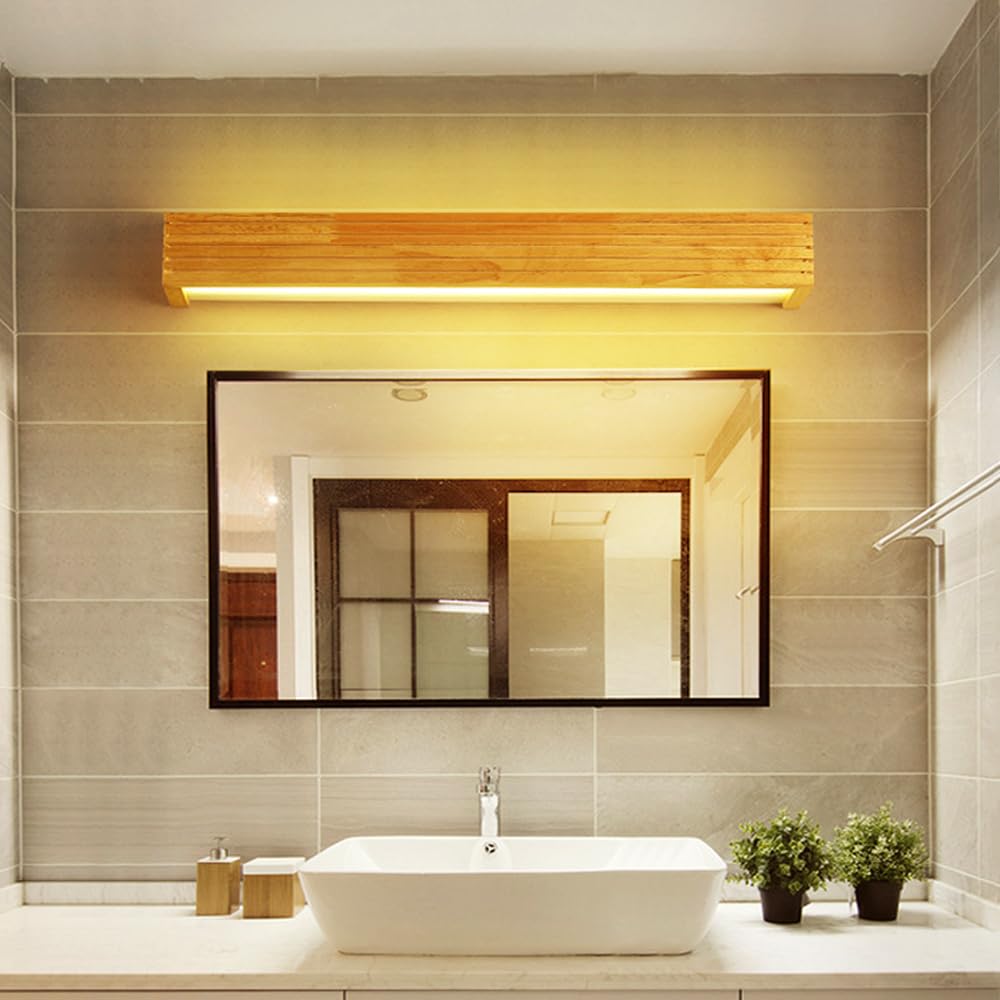 Moderne Holz-LED-Wandleuchte, japanische Schminktisch-Wandhalterung, Acryl-Schirm, Holz-Wandleuchte, Spiegel-Frontleuchten für Wohnzimmer, Schlafzimmer, Gästetoilette, Wand-Nachttischlampe