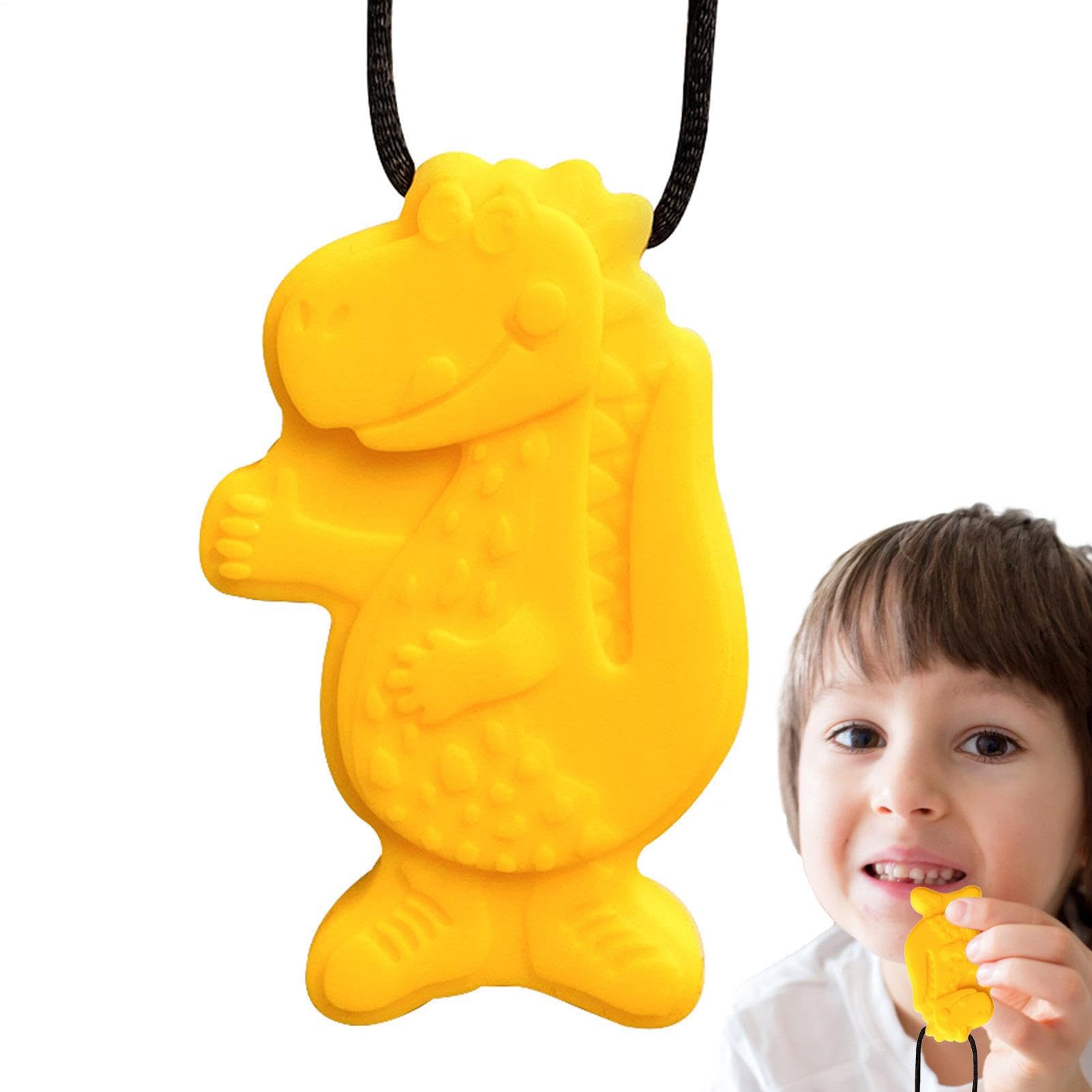 Chew Necklaces Sensory Kids - Silicone Teething Jewelry | 60g Motor Aid Pendant, ADHD Sensory Chewing Necklace Set, Durable Safe Bite Resistant Necklace Toy with Dinosaur Shape Design — view 4