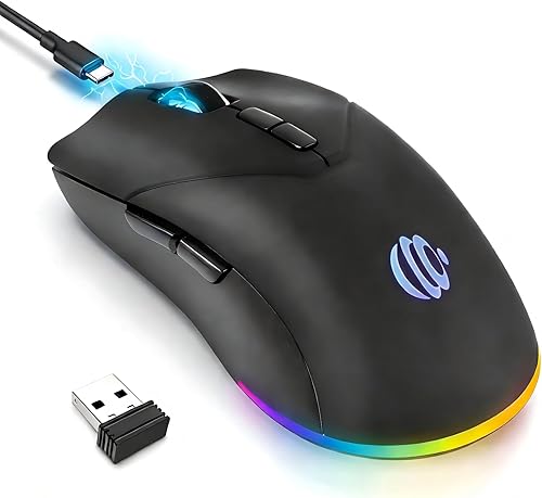 Miniatura 8 de Ratón Bluetooth inalámbrico, ratón óptico USB recargable, 3 DPI ajustables, modo dual silencioso LED (Bluetooth 5.2 y 2.4G) mouse inalámbrico para