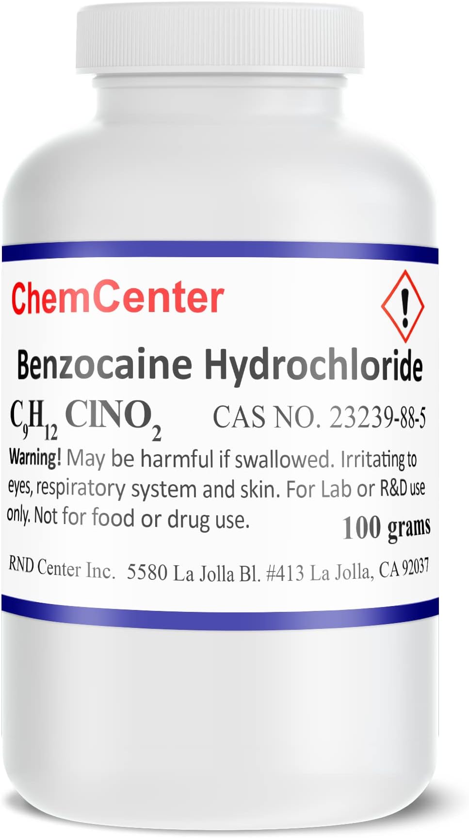 Benzocaine Hydrochloride (HCl), High Purity, 100 Grams