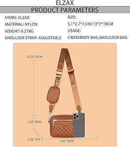 OANEXX Quilted Crossbody Bag With Coin Purse Mulitipurpose