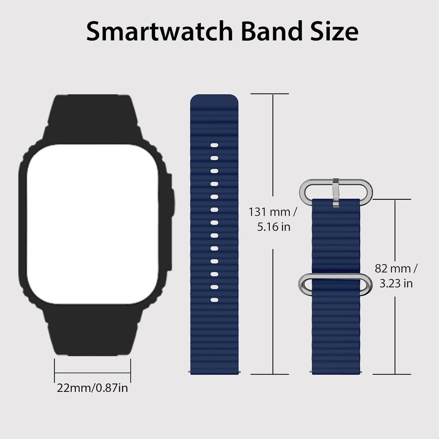 Smart Watch Band 22mm 2 Pack, for AMAZTIM Smart Watch Bands Replacement M2/T2, Compatible with KOSPET Tank M2/T2, Sports Straps Bands, Adjustable Wristband, Men Smartwatch Band