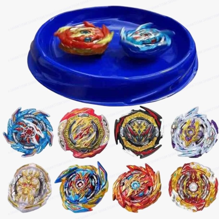 Image of SHAKTISM Gyro Warrior Spinning Top Battle Set with 4 Burst Tops, 2 Launchers & Stadium Arena - Metal Fusion Battle Game for Kids 6+ Years | Competitive Bey Battle Toy Gift Set