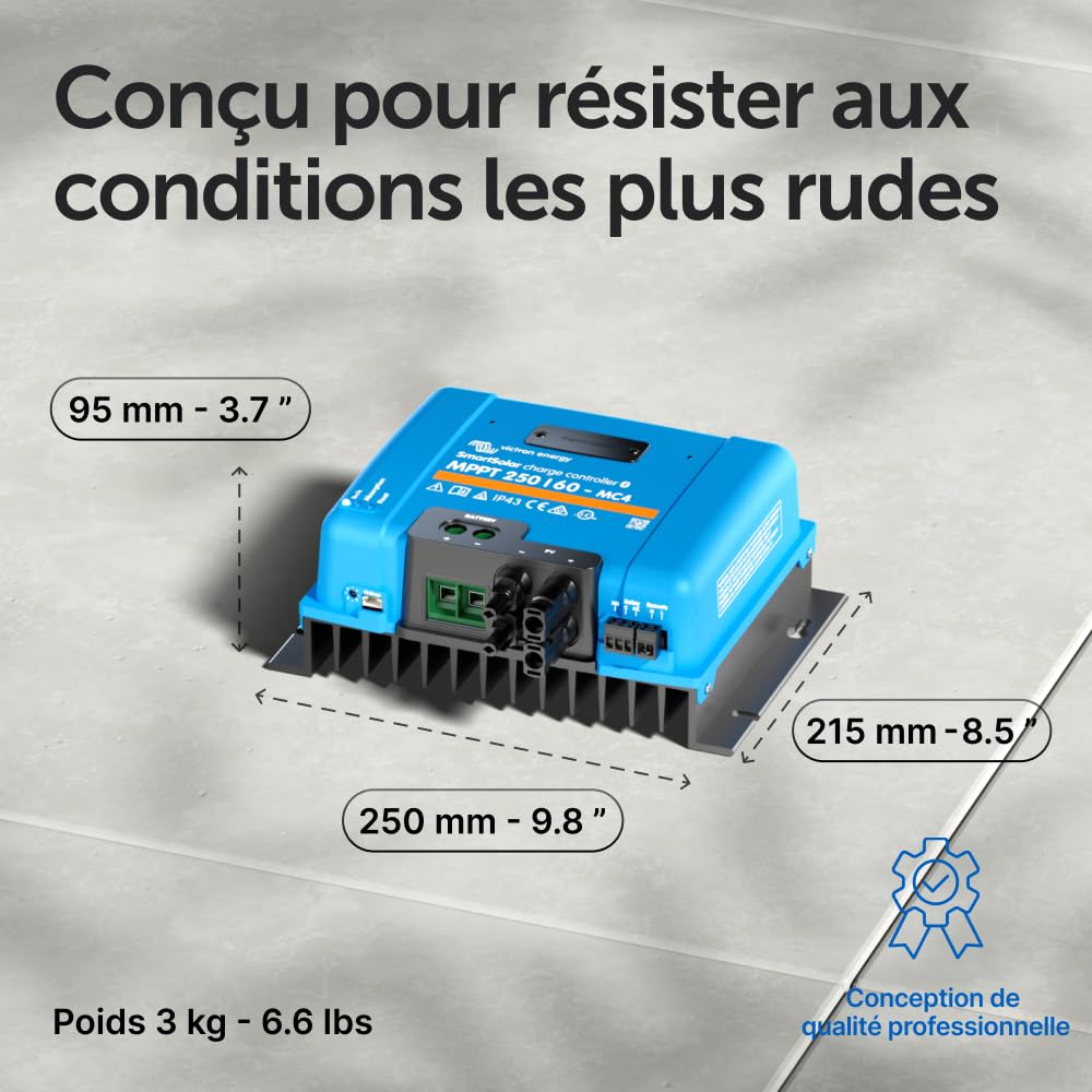 Victron Energy SmartSolar MPPT Contrôleur de Charge Solaire 250 V 60 amp 12/24/36/48 Volt (Bluetooth) pour MC4