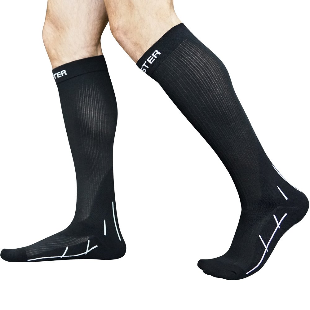 Meister Graduated 20-25mmHg Compression Running Socks for Shin Splints (Pair) - Black - Medium - Image 3
