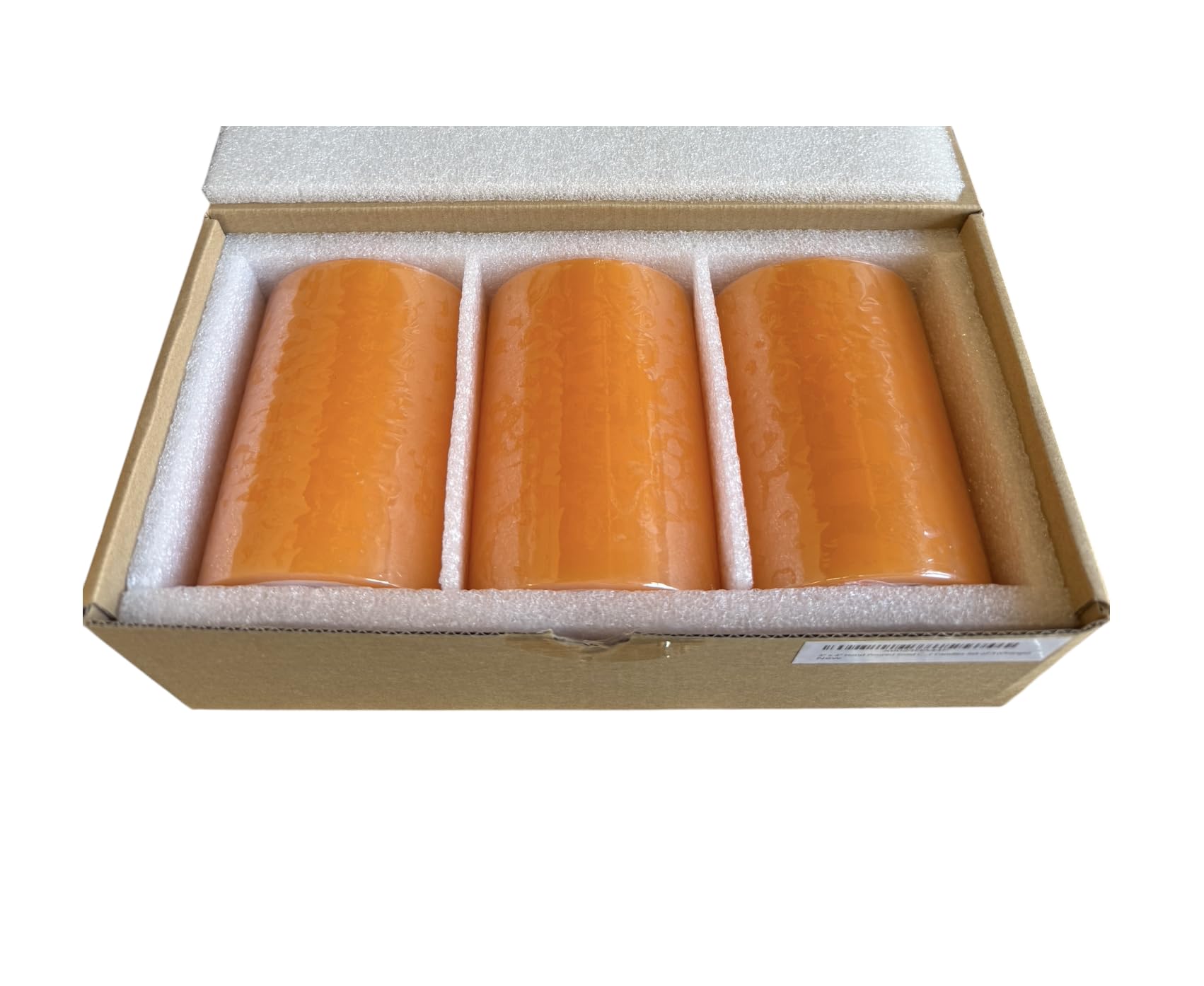 Set di 3 candele a pilastro non profumate a mano, 7,6 x 10,2 cm, colore: arancione