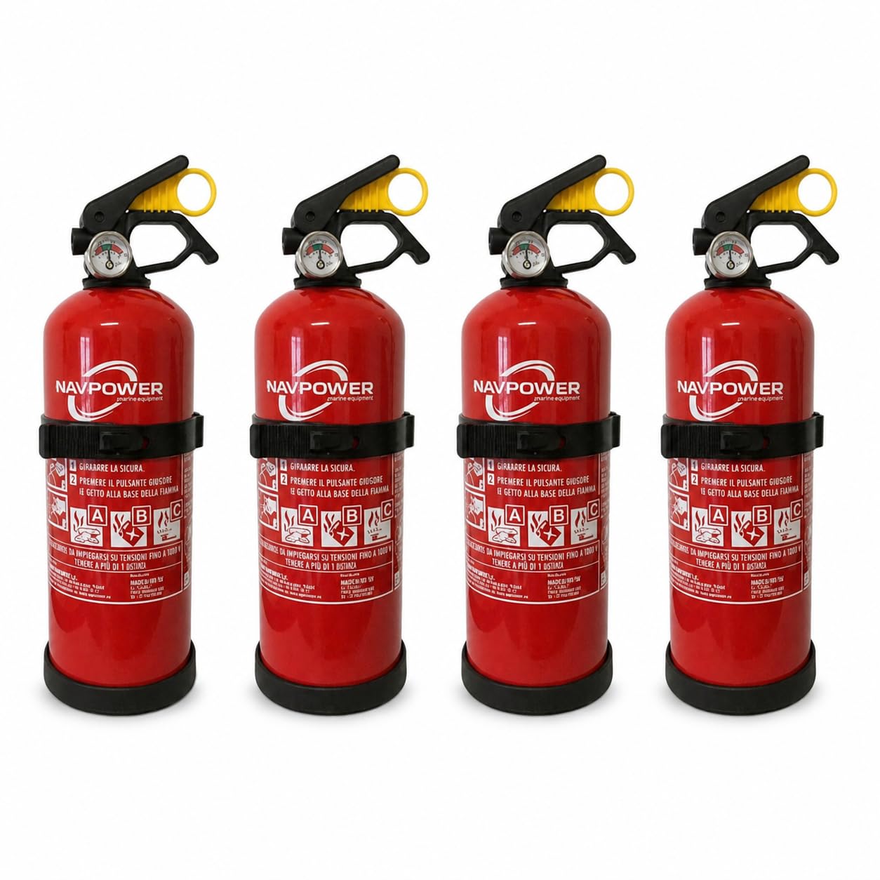 4 Estintori Navpower a Polvere ABC 1 kg MED per Barca Camper Casa Ufficio
