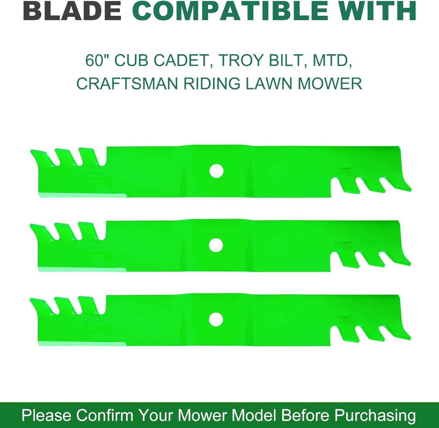 02005019-X (Toothed Mulching) Mower Blades, 942-04415 Mulching Blades Fit for Cub Cad et 60" Deck-Compatible with Cub Ca det Z-Force L60 LE60 LX60 LZ60 SX60 SZ60 PRO Z 100 160-L