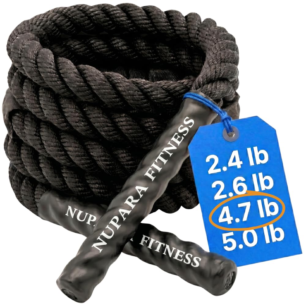 Cuerda de saltar pesada para hombres y mujeres. Cuerda de saltar pesada para adultos, para fitness, ejercicio, fuerza, cardio y pérdida de peso. 2.5 libras a 5 libras.