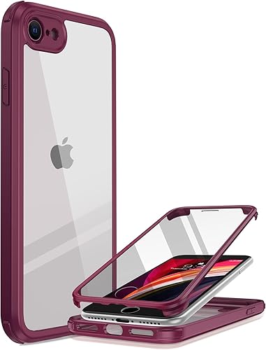 Miniatura 7 de Funda para iPhone SE 2022 y 2020, iPhone 8 protector de pantalla de vidrio integrado cuerpo completo de grado militar 360 a prueba de golpes,
