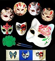 Vista 3 de Qavctw DIY White Masks Paper Cosplay Christmas Party Mask Unpainted Plain Craft Masquerade Masks